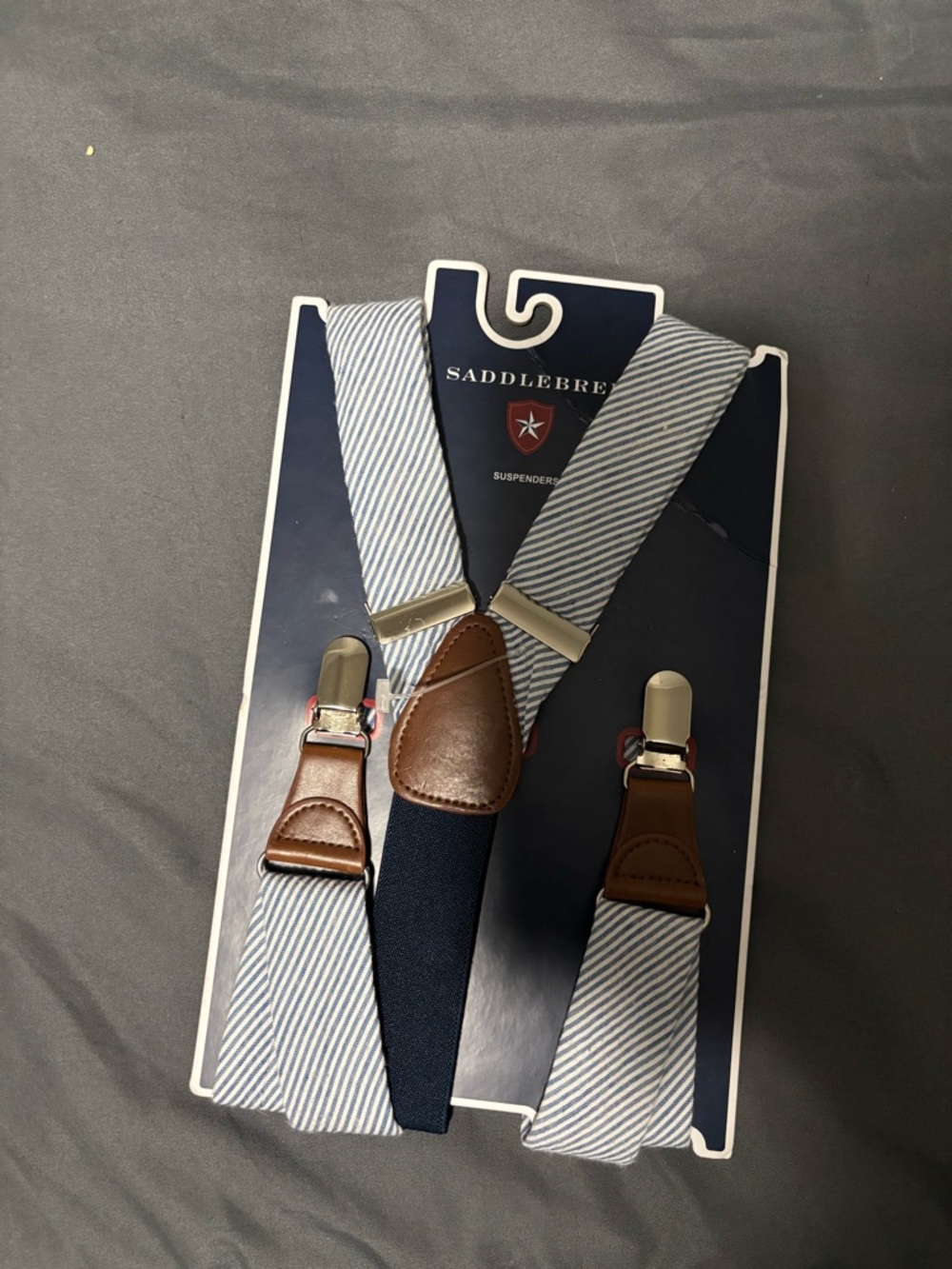 Saddlebred Blue and Brown Stripe Men's Suspenders